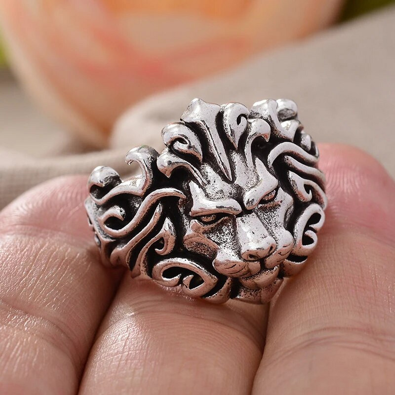 Vintage Domineeriv Lõvi Loomade Disain Tai hõbedane mees peosõrmus Ehted jõulukingitused ei tuhmu