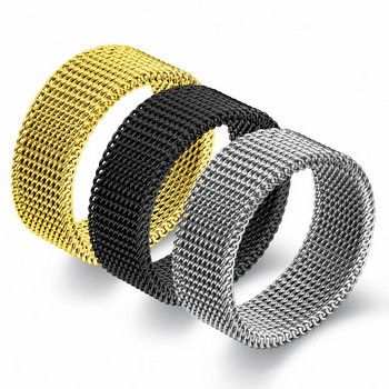 Мъжки пръстени от неръждаема стомана, търговия на едро с геометрична мрежа, вълна, деформируеми черни метални пръстени за ловци на сънища Аксесоари за бижута