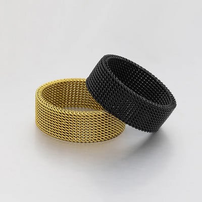 Men`S Stainless-Steel Rings Wholesale Geometric Mesh Wave Deformable Black Metal Rings For Dream Catchers Jewelry Accessories