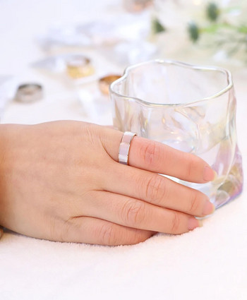 Двуцветен моден 316L пръстен за бижута от неръждаема стомана Сватбени пръстени от естествена черупка за жени