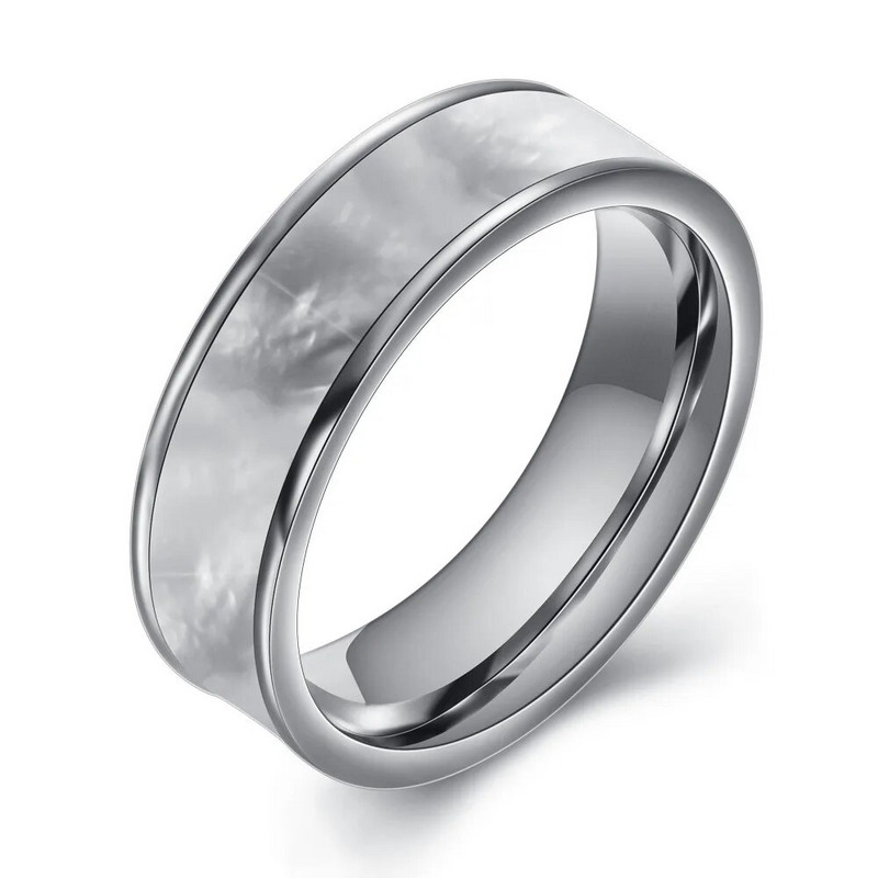 Kahevärviline mood 316L roostevabast terasest ehtesõrmus Naturaalse kestaga abielusõrmused naistele