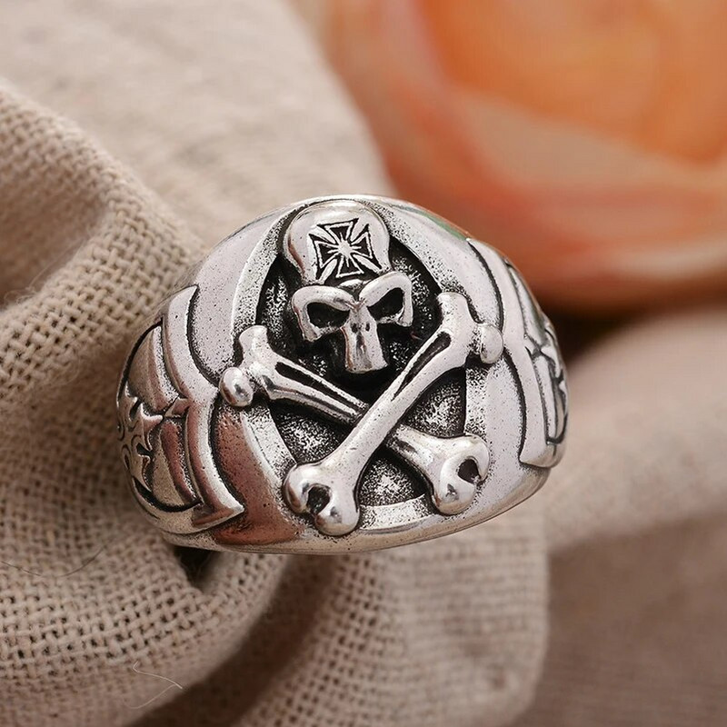 Novi stil, retro dominantan dizajn ljudskog kostura, tajlandski srebrni muški prsten za zabavu, darovi za Noć vještica nikad ne blijede
