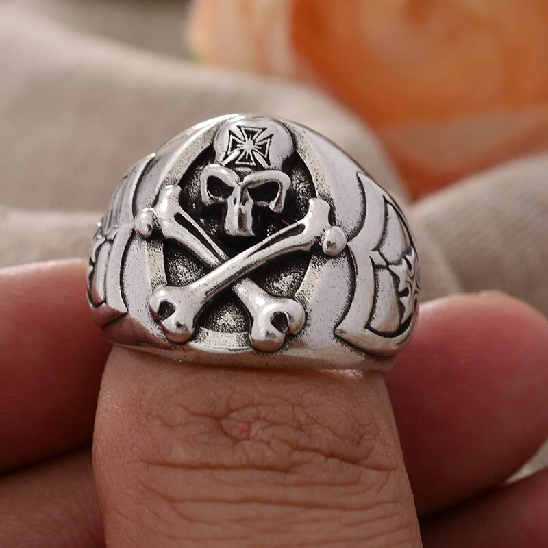 Novi stil, retro dominantan dizajn ljudskog kostura, tajlandski srebrni muški prsten za zabavu, darovi za Noć vještica nikad ne blijede