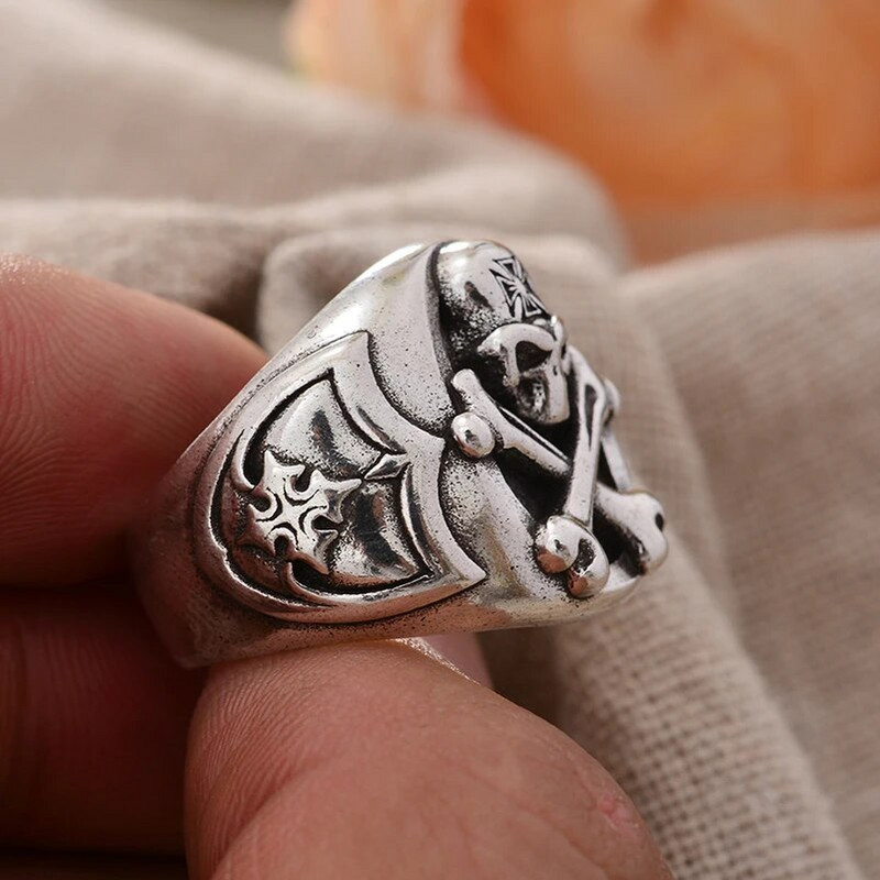 Novi stil, retro dominantan dizajn ljudskog kostura, tajlandski srebrni muški prsten za zabavu, darovi za Noć vještica nikad ne blijede