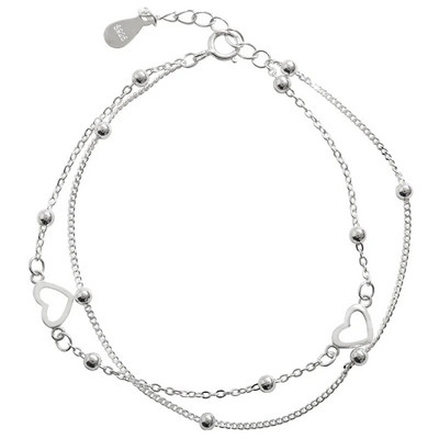 Luksuslik mood topelt armastuse südamega õõnsate ümmarguste helmestega käevõru naistele reguleeritav käevõru romantiline pulmapeo ehe kingitus