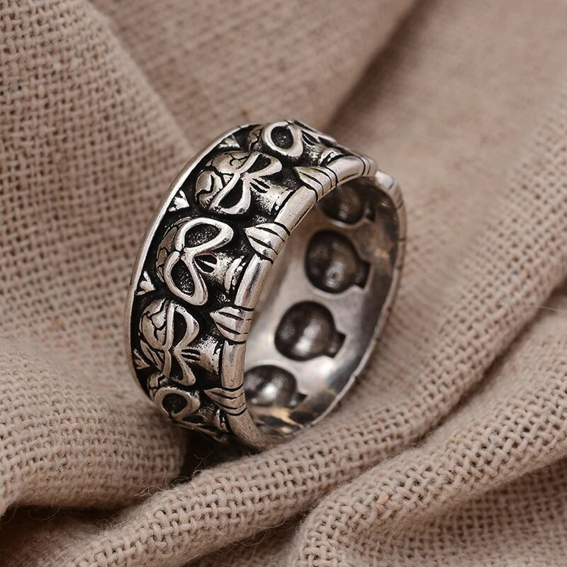 Osobnost, užasan dizajn lubanje, retro tajlandski srebrni uniseks prsten za zabave, nakit za žene, muškarce, poklon za Noć vještica bez blijeđenja