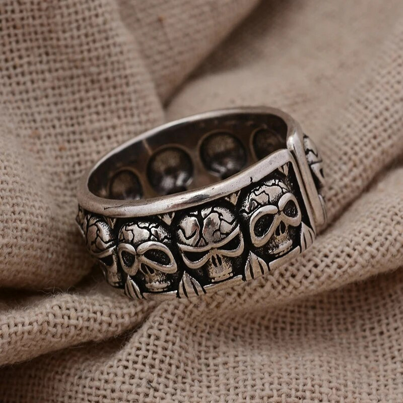 Osobnost, užasan dizajn lubanje, retro tajlandski srebrni uniseks prsten za zabave, nakit za žene, muškarce, poklon za Noć vještica bez blijeđenja