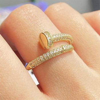 Uilz Регулируеми пръстени за нокти за жени Корейски моден пънк пръстен с кубичен цирконий Ежедневни прости бижута