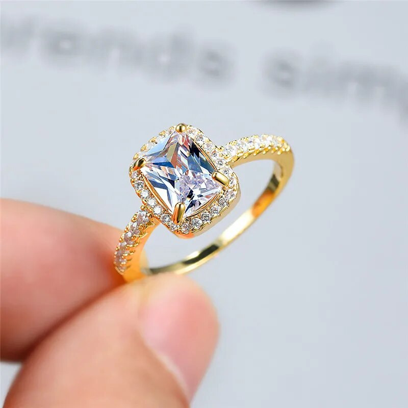 Vintage ženski kristalni prstenovi od crnog kamena srebrne boje Tanki vjenčani nakit za žene Trendy četvrtasti cirkonski zaručnički prsten