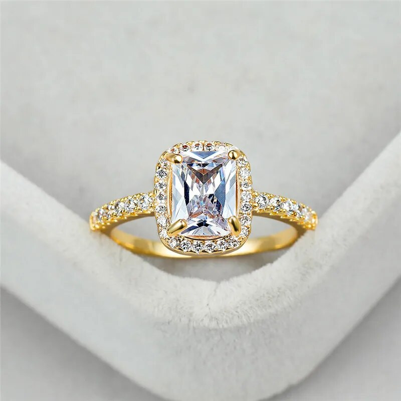 Vintage ženski kristalni prstenovi od crnog kamena srebrne boje Tanki vjenčani nakit za žene Trendy četvrtasti cirkonski zaručnički prsten