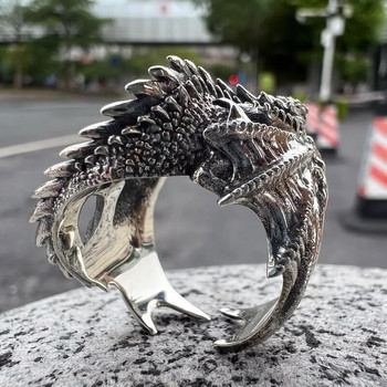 Драконови пръстени в готически пънк стил Крила на птерозаври Отварящи се пръстени от сплав Винтидж бижута Аксесоари за костюми Подаръци