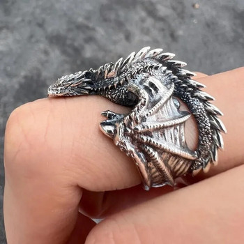 Драконови пръстени в готически пънк стил Крила на птерозаври Отварящи се пръстени от сплав Винтидж бижута Аксесоари за костюми Подаръци