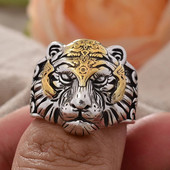 Cel mai bine vândut Bijuterii hip hop cu cap de tigru de epocă Inel punk pentru om de argint thailandez care nu se estompează Cadouri pentru petrecerea de aniversare