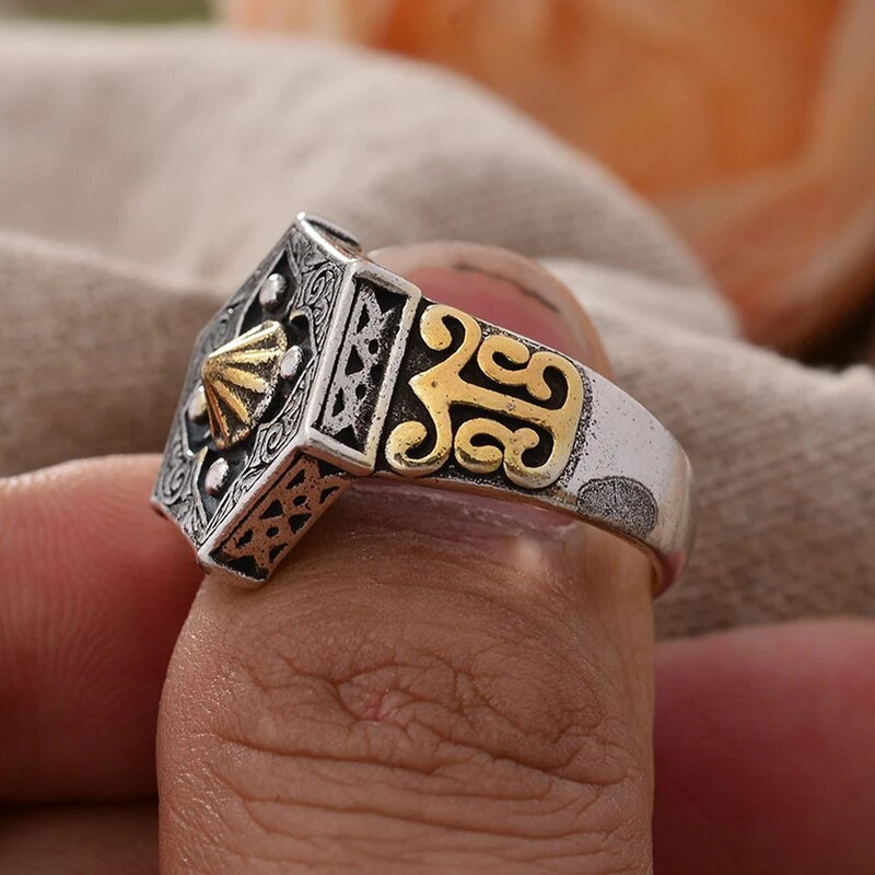 Novi dizajn Vintage Pentagon Flower Tajlandski srebrni muški punk rock prsten Promotivni darovi za zabave Nikad ne blijedi
