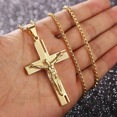 Divat Népszerű Vallás Krisztus kereszt Jézus kiváló minőségű medál nyaklánc férfiaknak, nőknek glamour party ékszerek amulett ajándékok