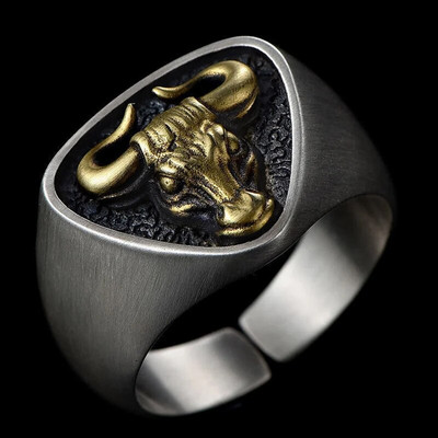 Мъжки доминиращ рок метал бик тотем отварящи се регулируеми пръстени за мъже ретро пънк уестърн матадор бижута подаръци за хелоуин