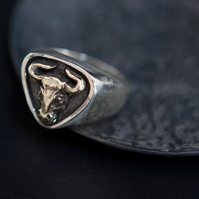 Vīriešu dominējošais roka metāls bullis totēms ar atvērumu regulējami gredzeni vīriešiem Retro punk Western Matador rotaslietas Halovīni dāvanas