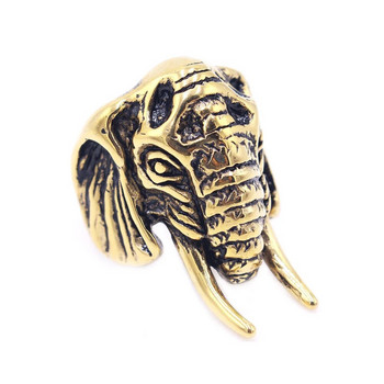 Уникален винтидж пръстен със слон от неръждаема стомана Мъжки пънк мотоциклетни пръстени за велосипедисти Африканско племе Животни Слонове Глава Бижута Подаръци