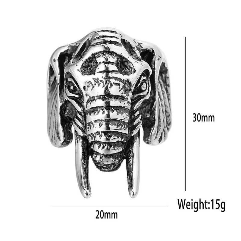Ainulaadne vanaaegne roostevabast terasest elevandirõngas meeste punk-mootorrataste rattarõngad Aafrika hõimu loomad elevandid peaga ehted, kingitused