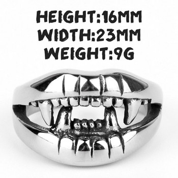 Мъжки пръстени от неръждаема стомана Devil Mouth Teeth Punk Rock Personality for Biker Male Boyfriend Jewelry Creativity Gift Търговия на едро