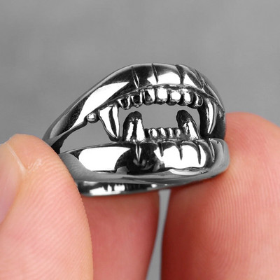 Roostevabast terasest meeste sõrmused kuradisuu hambad punk rock isiksus jalgratturile mees poiss-sõbrale ehted loovus kingitus hulgimüük