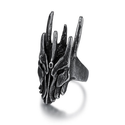 Vintage must Helm of Sauron Ring Meestele Naistele 316L Roostevabast Terasest Punk Gooti Draakoni Sõrmused Moeehted Kingitus Dropshipping