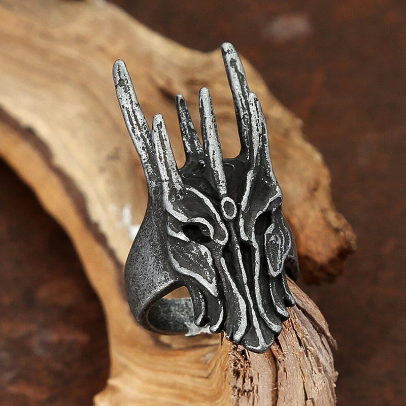 Vintage must Helm of Sauron Ring Meestele Naistele 316L Roostevabast Terasest Punk Gooti Draakoni Sõrmused Moeehted Kingitus Dropshipping