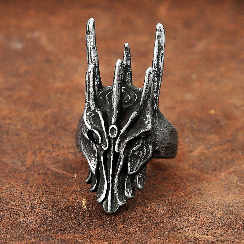 Vintage must Helm of Sauron Ring Meestele Naistele 316L Roostevabast Terasest Punk Gooti Draakoni Sõrmused Moeehted Kingitus Dropshipping
