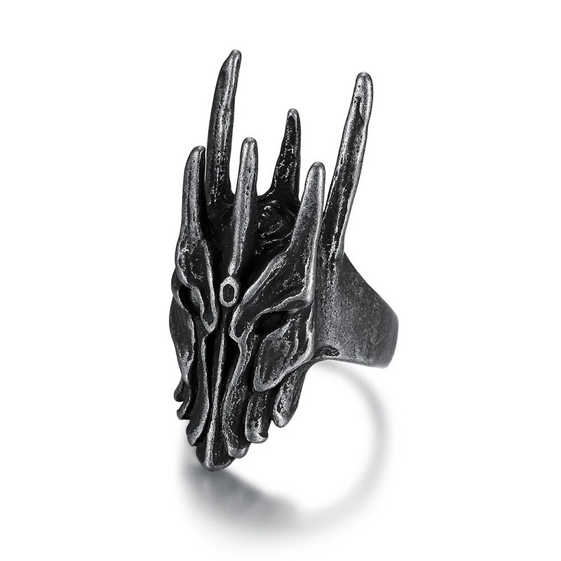 Vintage must Helm of Sauron Ring Meestele Naistele 316L Roostevabast Terasest Punk Gooti Draakoni Sõrmused Moeehted Kingitus Dropshipping