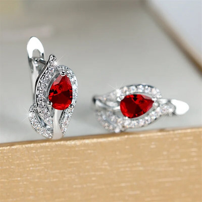 Vintage μαύρη πέτρα σκουλαρίκια κρίκου για γυναίκες Rainbow Crystal Water Drop Leaf σκουλαρίκι Μοντέρνο χρυσό χρώμα Κοσμήματα γάμου αρραβώνων