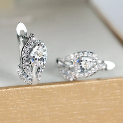 Vintage μαύρη πέτρα σκουλαρίκια κρίκου για γυναίκες Rainbow Crystal Water Drop Leaf σκουλαρίκι Μοντέρνο χρυσό χρώμα Κοσμήματα γάμου αρραβώνων