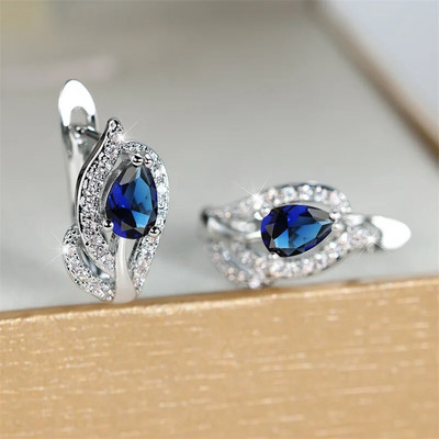 Vintage μαύρη πέτρα σκουλαρίκια κρίκου για γυναίκες Rainbow Crystal Water Drop Leaf σκουλαρίκι Μοντέρνο χρυσό χρώμα Κοσμήματα γάμου αρραβώνων