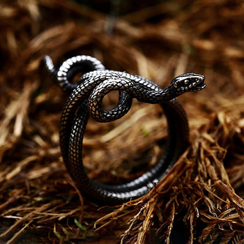 Винтидж готически змийски пръстени за мъже, жени от неръждаема стомана, сребро/златен цвят, отворен регулируем пръстен, модни бижута, подаръци Wholeslae