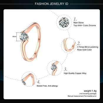 Αυστριακή κυβική ζιρκονία αρραβώνων/γαμήλια δαχτυλίδια για γυναίκες ροζ χρυσό Χρώμα μόδας κοσμήματα για γυναίκες DWR239