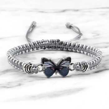 Hot Grey Butterfly Fashion Bracelet Classic Μαύρο Λευκό Πλεκτό Σχοινί Αλυσίδα Χειροποίητα Γυναικεία Ανδρικά Ρυθμιζόμενα Κοσμήματα
