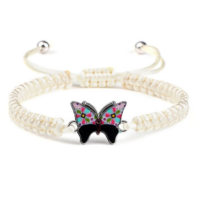 Kuum hall liblikas moodne käevõru Klassikaline mustvalge punutud köiskett Käsitsi valmistatud käevõrud naistele meestele reguleeritavad ehted