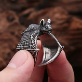 Retro nahkhiirte sõrmus meestele