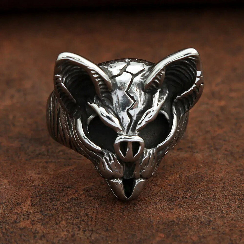 Vintage gooti stiilis biker Bat Skull Ring roostevabast terasest sõrmused meestele naistele loomade luustik Hip hop rock punk ring Moeehted