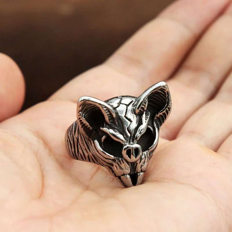Vintage gooti stiilis biker Bat Skull Ring roostevabast terasest sõrmused meestele naistele loomade luustik Hip hop rock punk ring Moeehted