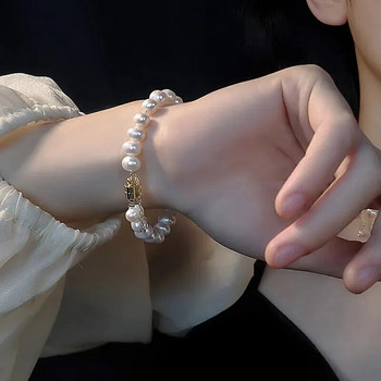 Елегантна гривна от естествени сладководни перли за дамски магнитни копчета Гривна с креативен дизайн Сватбени бижута Аксесоари