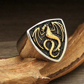 Retro roostevabast terasest Viking Fire Dragon Sõrmused Meestele Biker Dragon tempel Põhjamaade etniline amuletsõrmus Moeehted hulgimüük