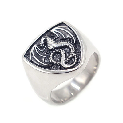 Retro roostevabast terasest Viking Fire Dragon Sõrmused Meestele Biker Dragon tempel Põhjamaade etniline amuletsõrmus Moeehted hulgimüük