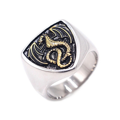 Retro roostevabast terasest Viking Fire Dragon Sõrmused Meestele Biker Dragon tempel Põhjamaade etniline amuletsõrmus Moeehted hulgimüük