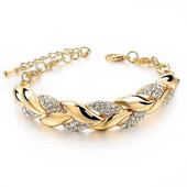Luxury Love Braided Leaf Βραχιόλι Γούρι Κρυστάλλινα Βραχιόλια Γάμου για Γυναικεία Δώρα Επετείου Αγίου Βαλεντίνου Αισθητικό κόσμημα