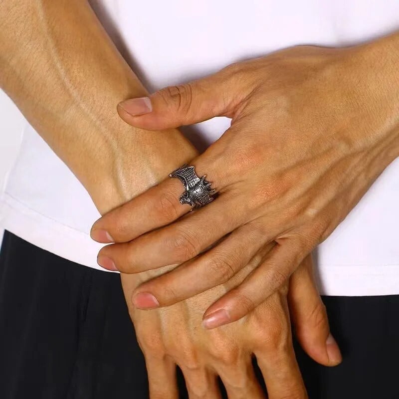 Retro tumšs nūju gredzens vīriešiem Sudraba krāsa 3 krāsas Street Punk Gothic Regulējams gredzens Roku darbs Rotaslietas Biker Aksesuāri Vīrieša dāvana