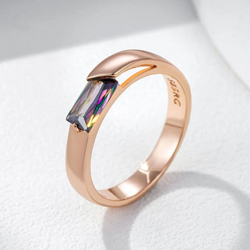 Kienl Hot Square Цветен пръстен от естествен циркон за жени 585 цвят розово злато Изискани сватбени аксесоари Ежедневни фини бижута