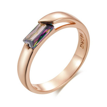 Kienl Hot Square Πολύχρωμο Δαχτυλίδι από Φυσικό Ζιργκόν Γυναικείο 585 Ροζ χρυσό χρώμα Εξαιρετικά αξεσουάρ γάμου Καθημερινά εκλεκτά κοσμήματα