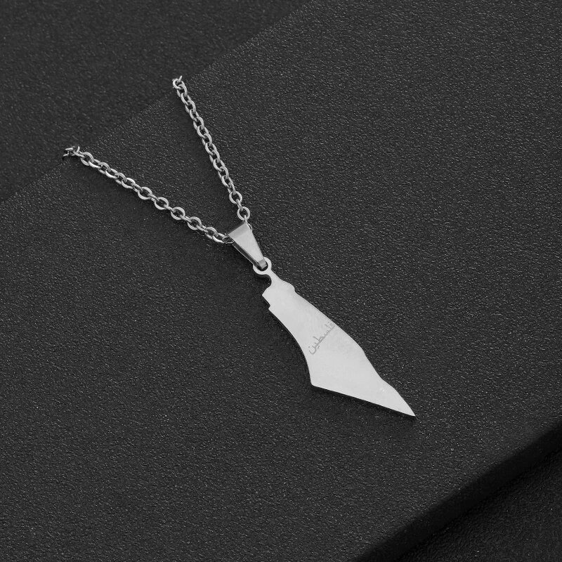 Araabia Palestiina Kaart Ripats Kaelakeed Roostevabast terasest kullast hõbedast värvi Lähis-Ida meestele naistele etnilised ehted kingitus