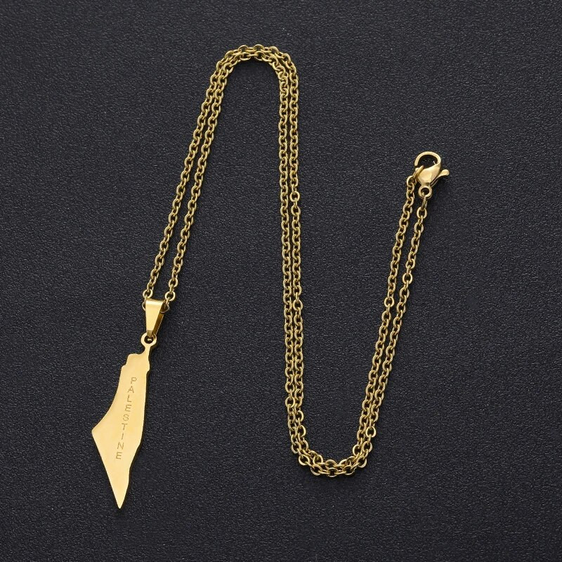 Araabia Palestiina Kaart Ripats Kaelakeed Roostevabast terasest kullast hõbedast värvi Lähis-Ida meestele naistele etnilised ehted kingitus