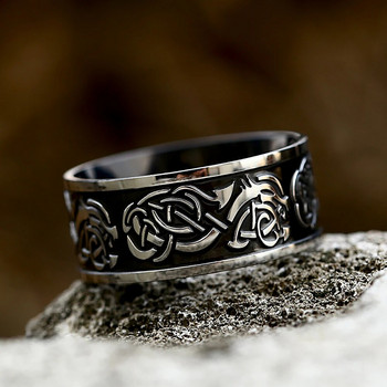 Vintage απλά δαχτυλίδια Viking Celtic Knot για άντρες Γυναικεία Δαχτυλίδι με μοτίβο δράκου Δαχτυλίδι από ανοξείδωτο χάλυβα Φυλαχτό κοσμήματα Δώρα Χονδρική